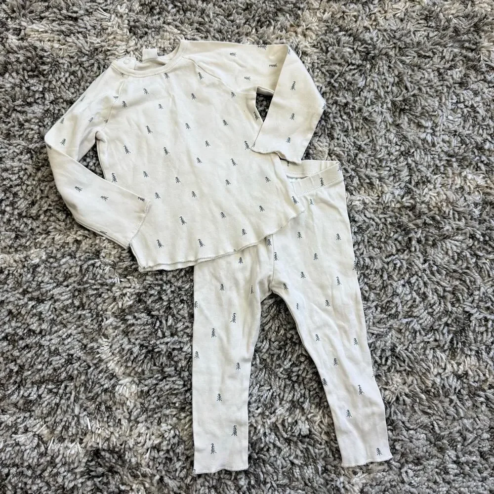 H&M Organic Cotton Tree Print Outfit Pants Top PJs Baby Boy 9-12 Months Pajamas